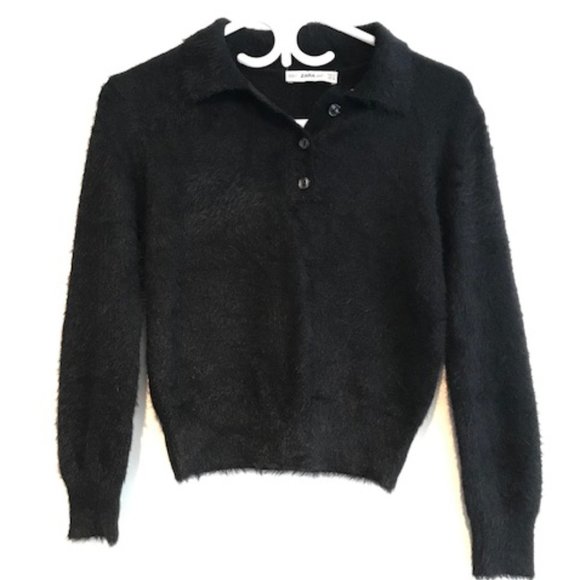 Zara fuzzy polo sweater - Picture 1 of 3